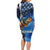 American Flag Bass Fishing Graphic Family Matching Long Sleeve Bodycon Dress and Hawaiian Shirt Patriotic Fish and Starry Galaxy Background - Wonder Print Shop