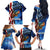 American Flag Bass Fishing Graphic Family Matching Off The Shoulder Long Sleeve Dress and Hawaiian Shirt Patriotic Fish and Starry Galaxy Background - Wonder Print Shop