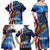 American Flag Bass Fishing Graphic Family Matching Off Shoulder Maxi Dress and Hawaiian Shirt Patriotic Fish and Starry Galaxy Background - Wonder Print Shop
