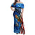 American Flag Bass Fishing Graphic Family Matching Off Shoulder Maxi Dress and Hawaiian Shirt Patriotic Fish and Starry Galaxy Background - Wonder Print Shop