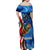 American Flag Bass Fishing Graphic Family Matching Off Shoulder Maxi Dress and Hawaiian Shirt Patriotic Fish and Starry Galaxy Background - Wonder Print Shop