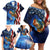 American Flag Bass Fishing Graphic Family Matching Off Shoulder Short Dress and Hawaiian Shirt Patriotic Fish and Starry Galaxy Background - Wonder Print Shop