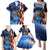 American Flag Bass Fishing Graphic Family Matching Puletasi and Hawaiian Shirt Patriotic Fish and Starry Galaxy Background - Wonder Print Shop