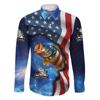 American Flag Bass Fishing Graphic Family Matching Puletasi and Hawaiian Shirt Patriotic Fish and Starry Galaxy Background - Wonder Print Shop