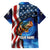 American Flag Bass Fishing Graphic Family Matching Short Sleeve Bodycon Dress and Hawaiian Shirt Patriotic Fish and Starry Galaxy Background - Wonder Print Shop