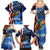 American Flag Bass Fishing Graphic Family Matching Summer Maxi Dress and Hawaiian Shirt Patriotic Fish and Starry Galaxy Background - Wonder Print Shop
