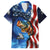 American Flag Bass Fishing Graphic Family Matching Summer Maxi Dress and Hawaiian Shirt Patriotic Fish and Starry Galaxy Background - Wonder Print Shop