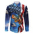 American Flag Bass Fishing Graphic Family Matching Summer Maxi Dress and Hawaiian Shirt Patriotic Fish and Starry Galaxy Background - Wonder Print Shop