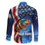 American Flag Bass Fishing Graphic Family Matching Summer Maxi Dress and Hawaiian Shirt Patriotic Fish and Starry Galaxy Background - Wonder Print Shop