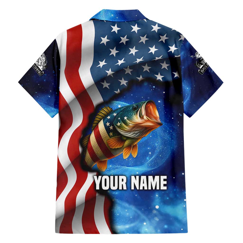 American Flag Bass Fishing Graphic Family Matching Tank Maxi Dress and Hawaiian Shirt Patriotic Fish and Starry Galaxy Background - Wonder Print Shop