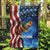 American Flag Bass Fishing Graphic Garden Flag Patriotic Fish and Starry Galaxy Background - Wonder Print Shop