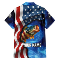 American Flag Bass Fishing Graphic Hawaiian Shirt Patriotic Fish and Starry Galaxy Background - Wonder Print Shop