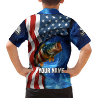 American Flag Bass Fishing Graphic Hawaiian Shirt Patriotic Fish and Starry Galaxy Background - Wonder Print Shop