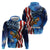 American Flag Bass Fishing Graphic Hoodie Patriotic Fish and Starry Galaxy Background - Wonder Print Shop