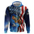 American Flag Bass Fishing Graphic Hoodie Patriotic Fish and Starry Galaxy Background - Wonder Print Shop