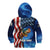 American Flag Bass Fishing Graphic Kid Hoodie Patriotic Fish and Starry Galaxy Background - Wonder Print Shop
