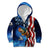 American Flag Bass Fishing Graphic Kid Hoodie Patriotic Fish and Starry Galaxy Background - Wonder Print Shop