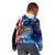 American Flag Bass Fishing Graphic Kid Hoodie Patriotic Fish and Starry Galaxy Background - Wonder Print Shop