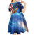 American Flag Bass Fishing Graphic Kid Short Sleeve Dress Patriotic Fish and Starry Galaxy Background - Wonder Print Shop