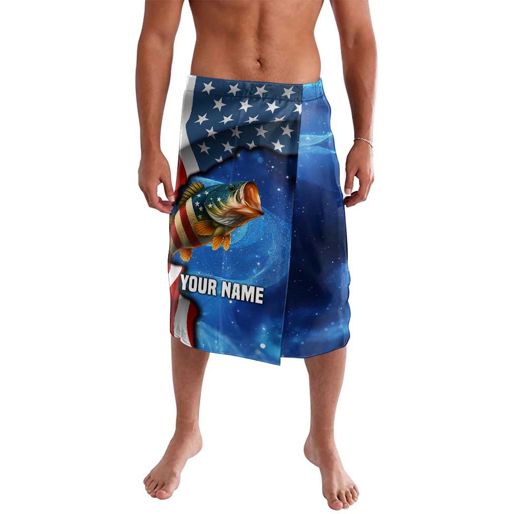 American Flag Bass Fishing Graphic Lavalava Patriotic Fish and Starry Galaxy Background - Wonder Print Shop