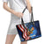 American Flag Bass Fishing Graphic Leather Tote Bag Patriotic Fish and Starry Galaxy Background - Wonder Print Shop