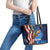 American Flag Bass Fishing Graphic Leather Tote Bag Patriotic Fish and Starry Galaxy Background - Wonder Print Shop