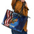 American Flag Bass Fishing Graphic Leather Tote Bag Patriotic Fish and Starry Galaxy Background - Wonder Print Shop