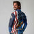 American Flag Bass Fishing Graphic Long Sleeve Polo Shirt Patriotic Fish and Starry Galaxy Background - Wonder Print Shop