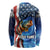 American Flag Bass Fishing Graphic Long Sleeve Shirt Patriotic Fish and Starry Galaxy Background - Wonder Print Shop