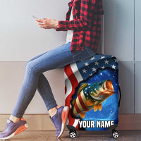 American Flag Bass Fishing Graphic Luggage Cover Patriotic Fish and Starry Galaxy Background - Wonder Print Shop