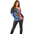 American Flag Bass Fishing Graphic Off Shoulder Sweater Patriotic Fish and Starry Galaxy Background - Wonder Print Shop