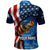 American Flag Bass Fishing Graphic Polo Shirt Patriotic Fish and Starry Galaxy Background - Wonder Print Shop