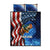 American Flag Bass Fishing Graphic Quilt Bed Set Patriotic Fish and Starry Galaxy Background - Wonder Print Shop