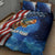 American Flag Bass Fishing Graphic Quilt Bed Set Patriotic Fish and Starry Galaxy Background - Wonder Print Shop