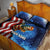 American Flag Bass Fishing Graphic Quilt Bed Set Patriotic Fish and Starry Galaxy Background - Wonder Print Shop