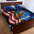 American Flag Bass Fishing Graphic Quilt Bed Set Patriotic Fish and Starry Galaxy Background - Wonder Print Shop