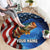 American Flag Bass Fishing Graphic Round Carpet Patriotic Fish and Starry Galaxy Background - Wonder Print Shop