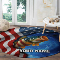 American Flag Bass Fishing Graphic Round Carpet Patriotic Fish and Starry Galaxy Background - Wonder Print Shop