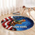 American Flag Bass Fishing Graphic Round Carpet Patriotic Fish and Starry Galaxy Background - Wonder Print Shop