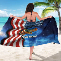 American Flag Bass Fishing Graphic Sarong Patriotic Fish and Starry Galaxy Background - Wonder Print Shop