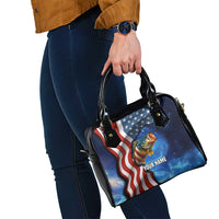 American Flag Bass Fishing Graphic Shoulder Handbag Patriotic Fish and Starry Galaxy Background - Wonder Print Shop