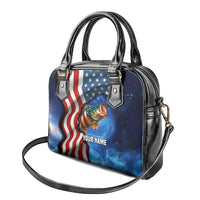 American Flag Bass Fishing Graphic Shoulder Handbag Patriotic Fish and Starry Galaxy Background - Wonder Print Shop