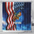 American Flag Bass Fishing Graphic Shower Curtain Patriotic Fish and Starry Galaxy Background - Wonder Print Shop