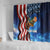 American Flag Bass Fishing Graphic Shower Curtain Patriotic Fish and Starry Galaxy Background - Wonder Print Shop