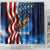 American Flag Bass Fishing Graphic Shower Curtain Patriotic Fish and Starry Galaxy Background - Wonder Print Shop