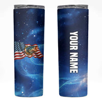 American Flag Bass Fishing Graphic Skinny Tumbler Patriotic Fish and Starry Galaxy Background - Wonder Print Shop