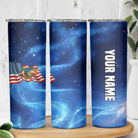 American Flag Bass Fishing Graphic Skinny Tumbler Patriotic Fish and Starry Galaxy Background - Wonder Print Shop