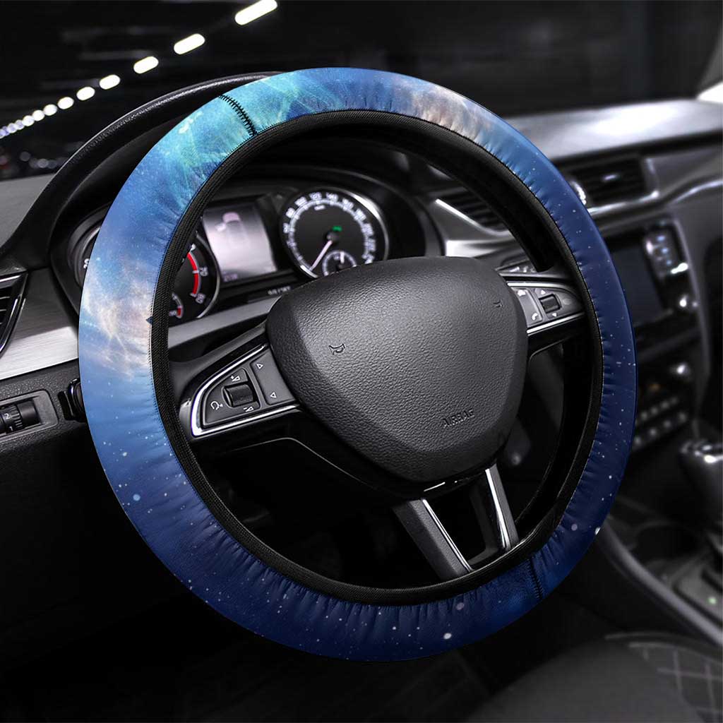 American Flag Bass Fishing Graphic Steering Wheel Cover Patriotic Fish and Starry Galaxy Background - Wonder Print Shop