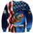 American Flag Bass Fishing Graphic Sweatshirt Patriotic Fish and Starry Galaxy Background - Wonder Print Shop