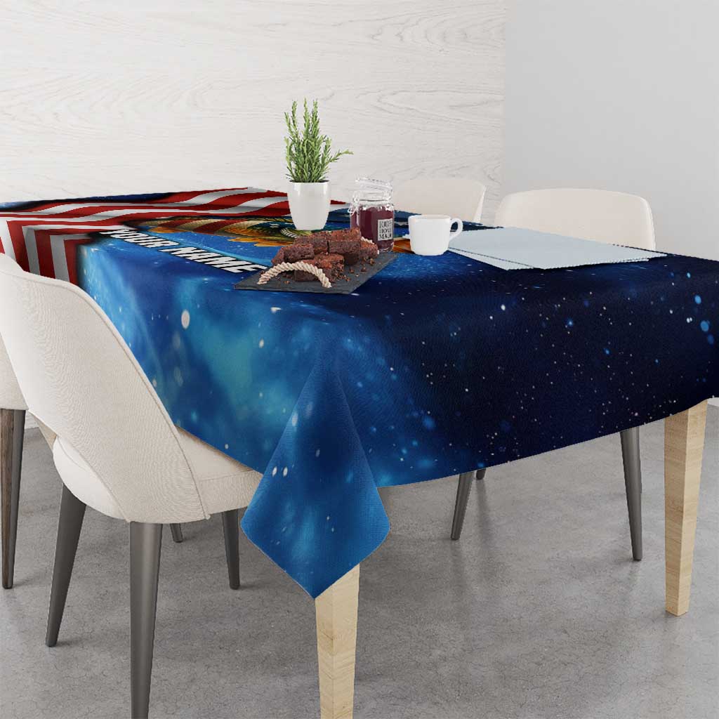 American Flag Bass Fishing Graphic Tablecloth Patriotic Fish and Starry Galaxy Background - Wonder Print Shop